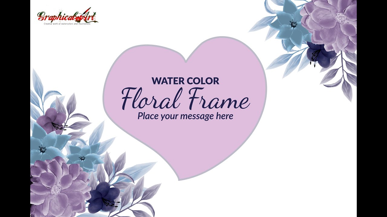 Floral frame card design template with watercolor floral vector illustration