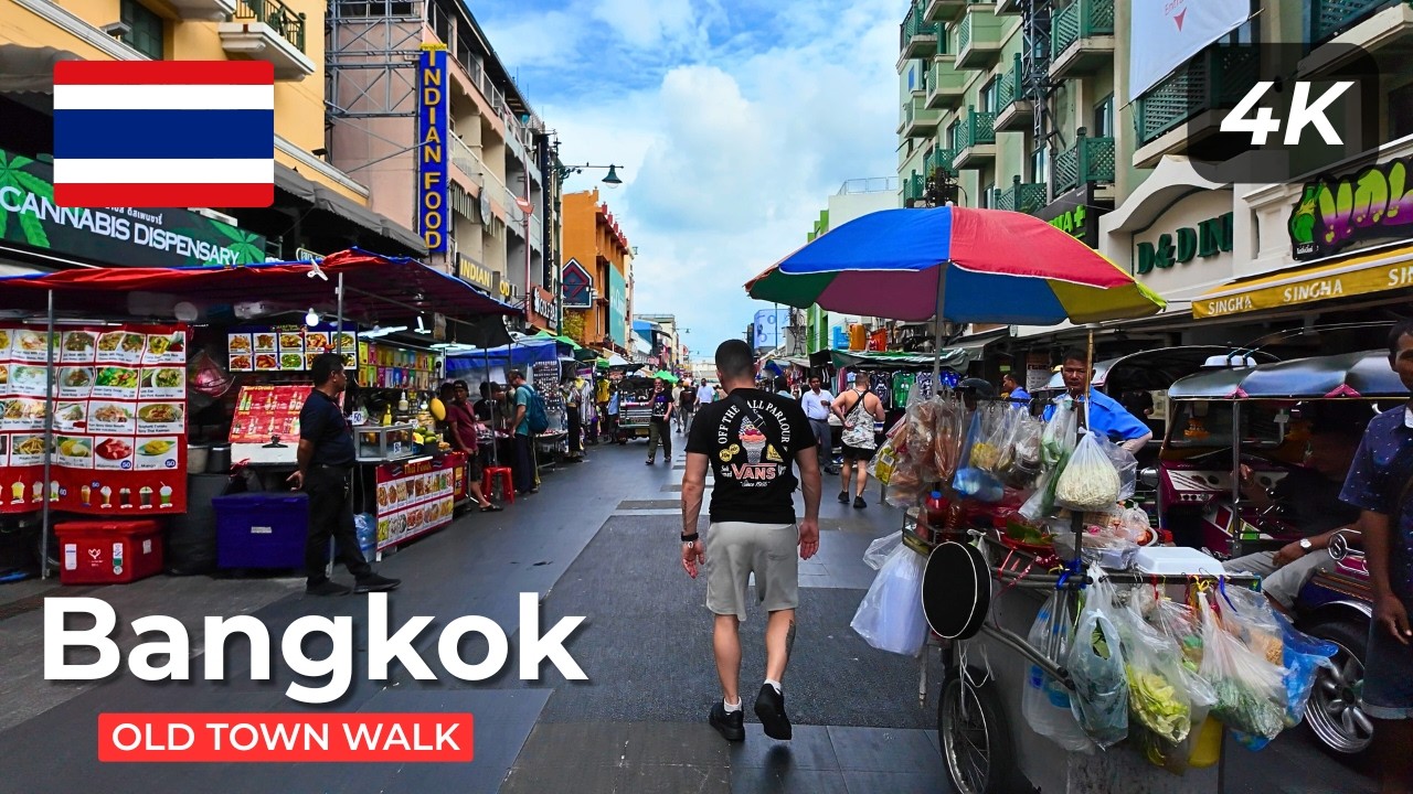 Bangkok Old Town 🇹🇭 | Wat Phra Kaew to Khaosan Road (4K)