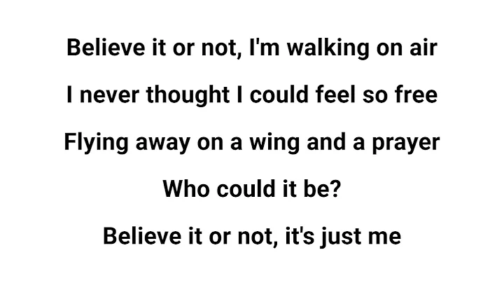 The Theme from "The Greatest American Hero" (Believe It or Not) with Lyrics (Joey Scarbury: 1981)