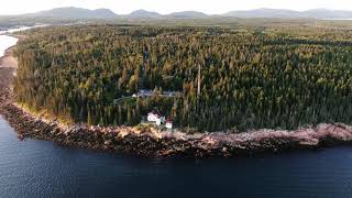 Full Aerial drone footage of a sunset over lighthouse in Acadia, Maine 4k News