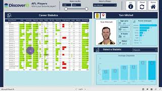 DiscoverEI AFL Players Power BI Dashboard screenshot 1