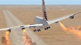 Emergency Landing On Dirt Strip In Desert Huge Airplane Engine Failed