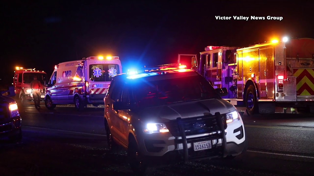 Crash on Highway 395 in Victorville, 1 airlifted - YouTube