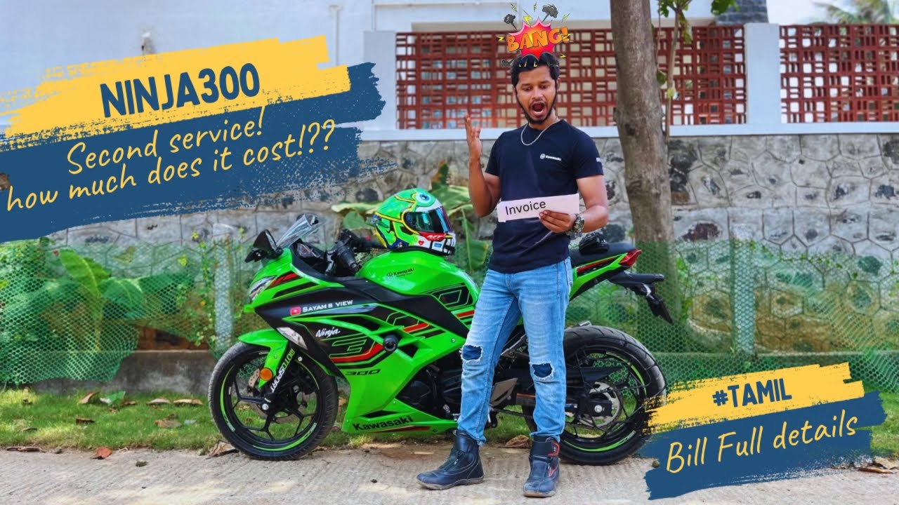 Kawasaki Ninja300 second service cost!?🤯 |Sayam’s view♥️| Tamil📻| invoices attached🧾 #kawasaki #like
