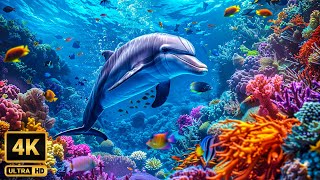Aquarium 4K VIDEO (ULTRA HD)  Beautiful Relaxing Coral Reef Fish  Relaxing Sleep Meditation Music