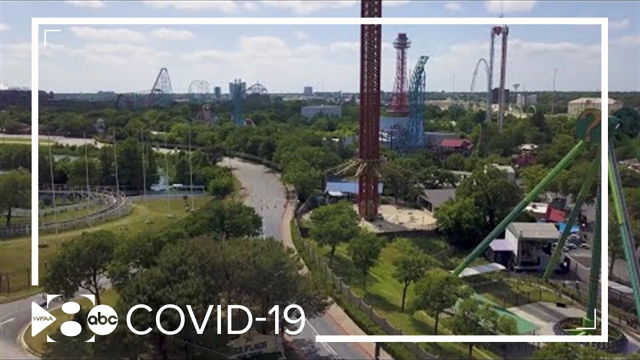 RAW: Drone flies over empty Six Flags over Texas, closed due to COVID-19