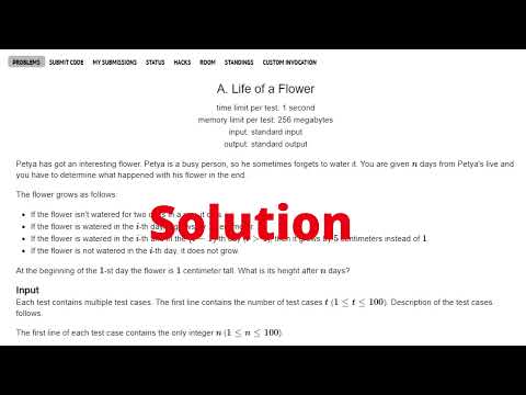 Life of a flower codeforces solution