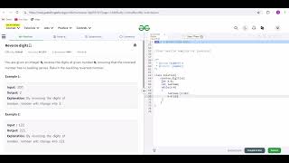 How to reverse a the digit in geeks for geeks
