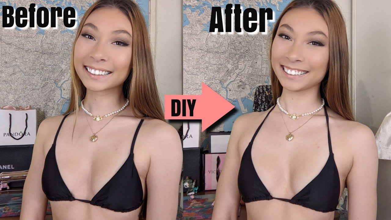 DIY CONVERTING BIKINI INTO HALTER STRAP TOP 👙 ️💖 ADJUSTABLE STRAP