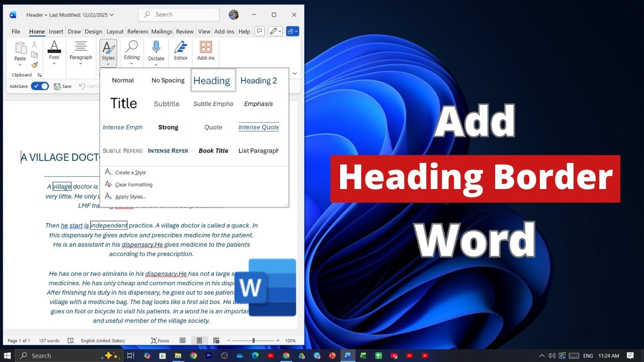 How to Add Heading Border on Microsoft Word - YouTube