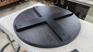 Round oak tabletop glue-up, no biscuits