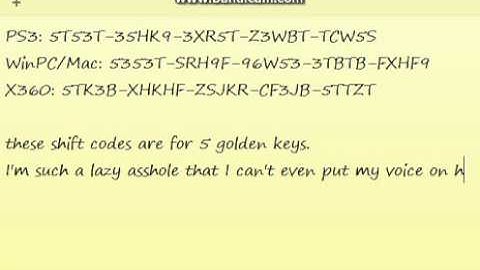 Borderlands 2: SHiFT Codes September 25 - 5 Golden Keys!