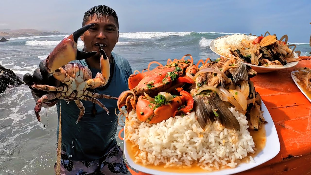 Fuimos a pescar PEJESAPO y CANGREJOS y Mira lo que cocine con PEJESAPOS en la Playa a leña