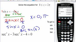 PreCalculus 5 3 Solving Trig Equations