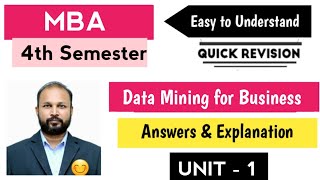 Famous Data Mining for Business Unit 1 Quick Revision MBA 4th Semester IV Sem Systems Important OU PU Net Worth