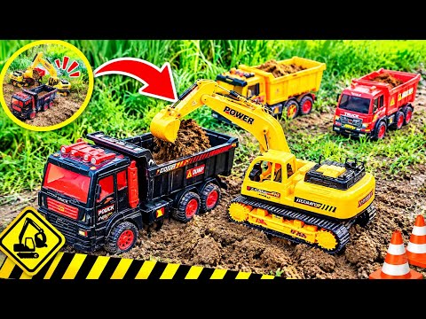 Toy Excavator Loads Dirt into Dump Truck! 🚜🚛 | Fun Construction Adventure