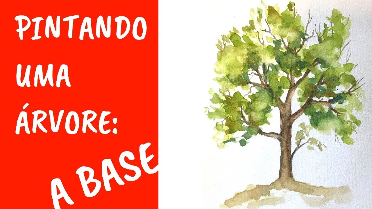 Pintando uma árvore básica em aquarela