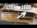 RESTORATION of a Mid-Century Modern Dresser for Charity | Sold at Auction for $600 | Applying Veneer