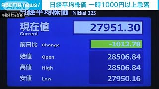 日経平均が一時1000円超の急落　幅広く売り広がる(2021年6月21日)