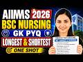 🔥AIIMS Bsc Nursing GK Previous Year Ques for 2026 🚀 I One Shot
