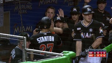 ARI@MIA: Ozuna plates Stanton with single to center