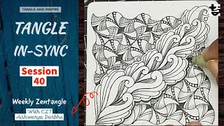 SCROLLED FEATHER + KIASOM - Zentangle Patterns - ✨TangleInSync#40 ✨ - Year 2021