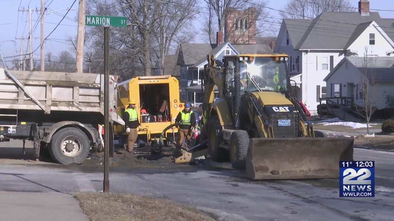 Water main break on Marion Street in Chicopee YouTube