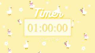 🐥 1 Hour Timer | Study & Cleaning | With Music, No Breaks | Cute Ducks