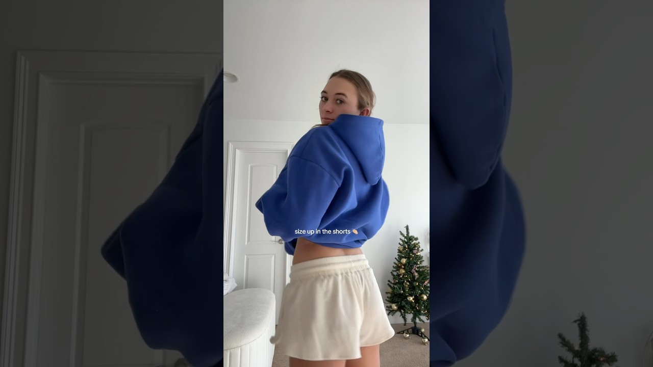 if you’re in between sizes definitely size up! I’m wearing a M in the shorts and a S in the hoodie!