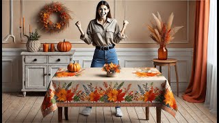 🍂Pascliyna Fall Tablecloth for Rectangle Tables | Best Fall Plastic Tablecloths for Rectangle Tables