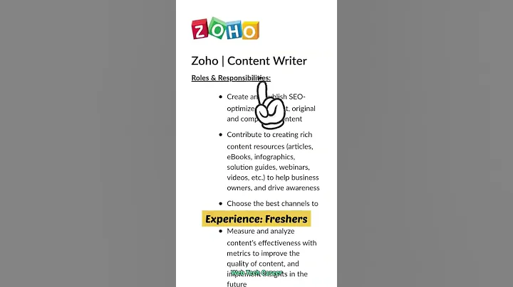 Zoho Hiring Content Writer for Freshers #shorts