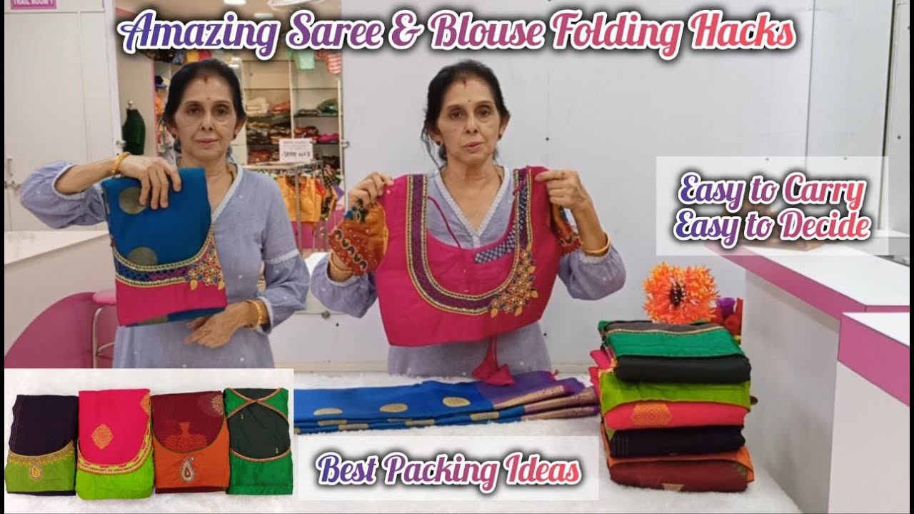 Best Saree & Blouse Folding & Packing Ideas || Travelling / Wardrobe Hacks || #sareepacking #blouse