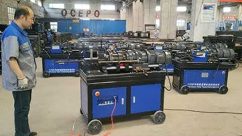 Rebar threading machine with stopper #threading #rebartrheading