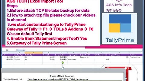 Bank Statement Tool Import Excel to Tally AGS TECH TALLY PRIME| Tool for Banking