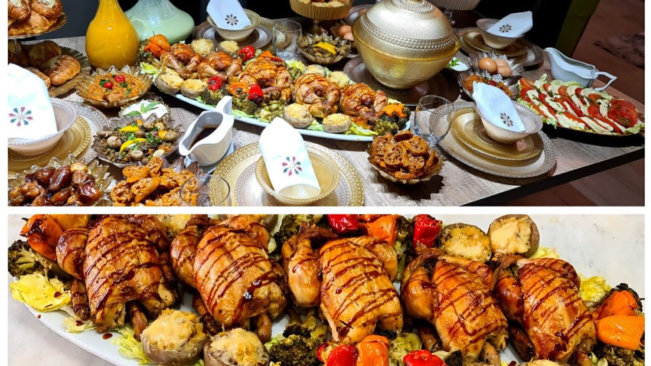 دجاج معمر فوق الملح وشوربة . ومقبلات مغربية فطور اليوم 7 من رمضان