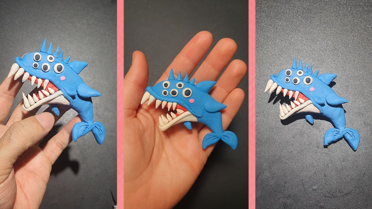 I Made Sprunki OC Whale Shark  Creepy Clay Art Monster Fish Sculpture