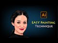 Digital Portrait in illustrator | EASY Adding Details Painting Technique | Speed Art | Emmy Rossum