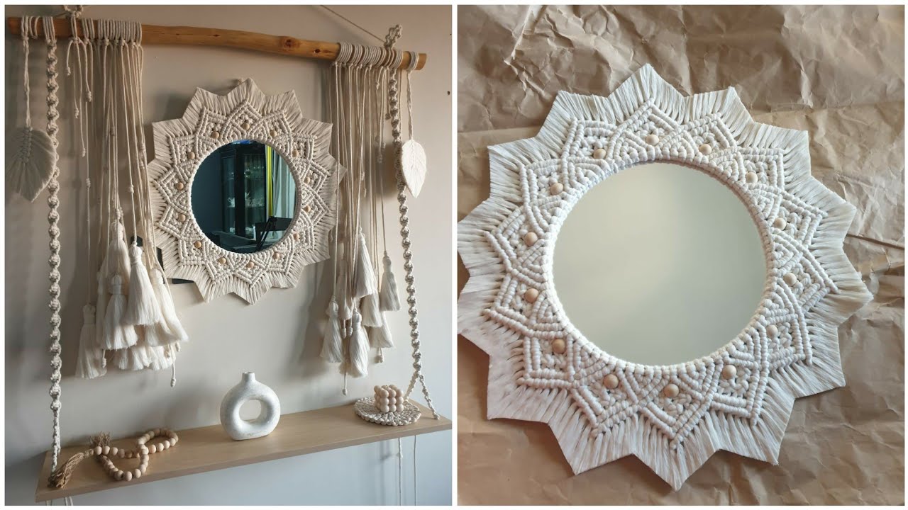 Macrame Mirror طريقة عمل مرايا مكرمية وتثبتها بكل الخطوات DIY #handmade #macrame