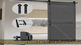 S&Z TOPHAND® 36in x 84in Double Deep Gray Sliding MDF Barn Door with 13FT Sliding Door Hardware Kit