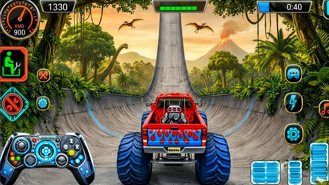 Ultimate Monster Truck Stunt: Small to Giant Cars vs. Giant Race