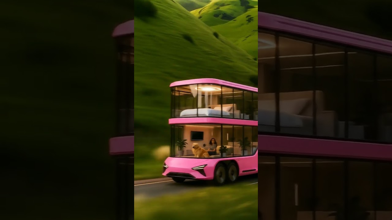 Futuristic Pink Smart Home on Wheels 