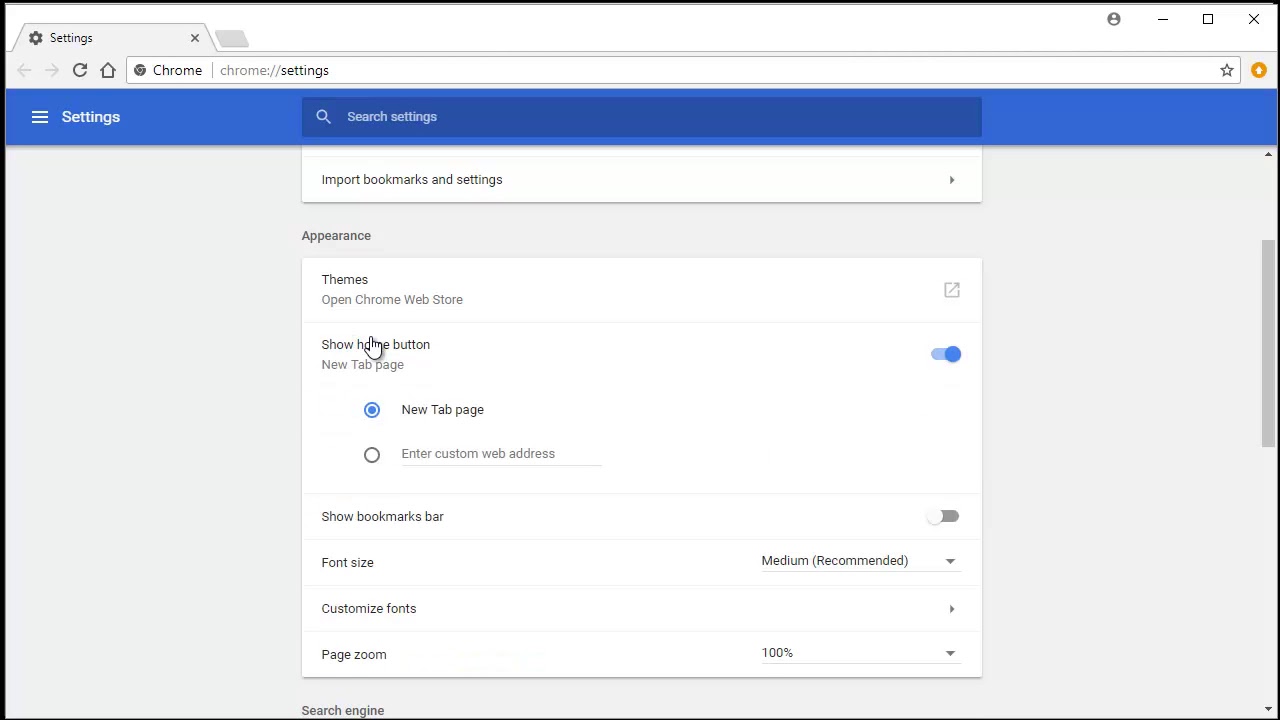 How to change chrome start page