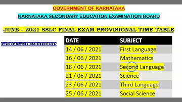 SSLC Exam Time Table 2021 | Karnataka State Board | SSLC | SSLC exam Final time table released