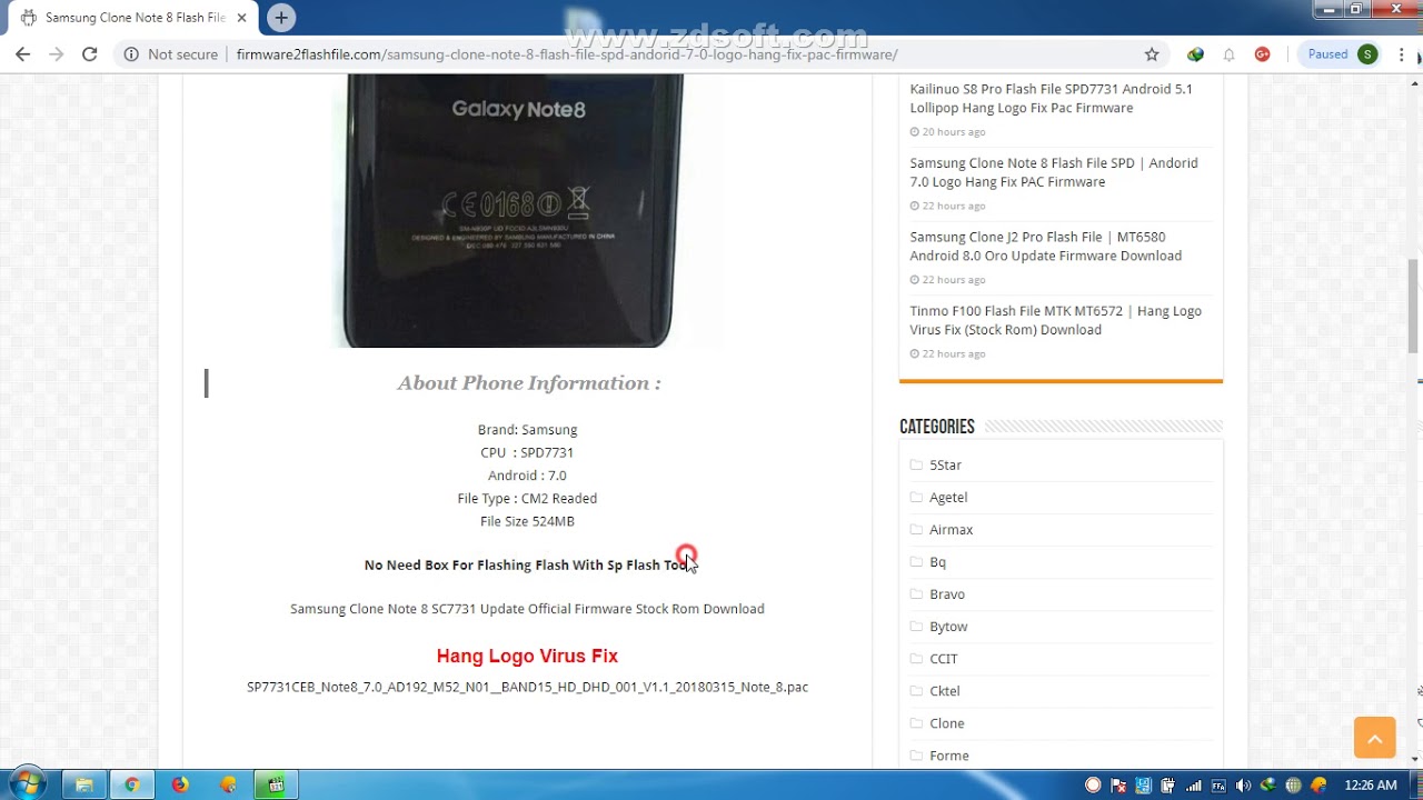 Samsung Clone Note 8 Flash File SPD Android 7 0 Pac Firmware Download ...