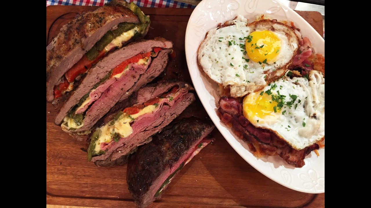 Vacío relleno con papas rosti, panceta y huevo frito - YouTube