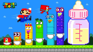 Giant Numberblocks BABIES mix level up Maze | If Numberblocks are BABIES | Mario Animation