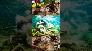 🐟 Crazy River Battle! African Brothers Catch Fish Bare Hands #nature #jungle #wildlifefacts