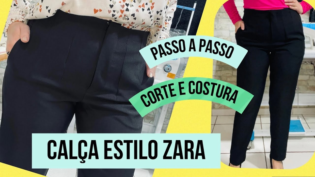 🔝CORTE E COSTURA DE CALÇA ZARA EM ESPANDEX #passoapasso #costura #costuraparainiciante
