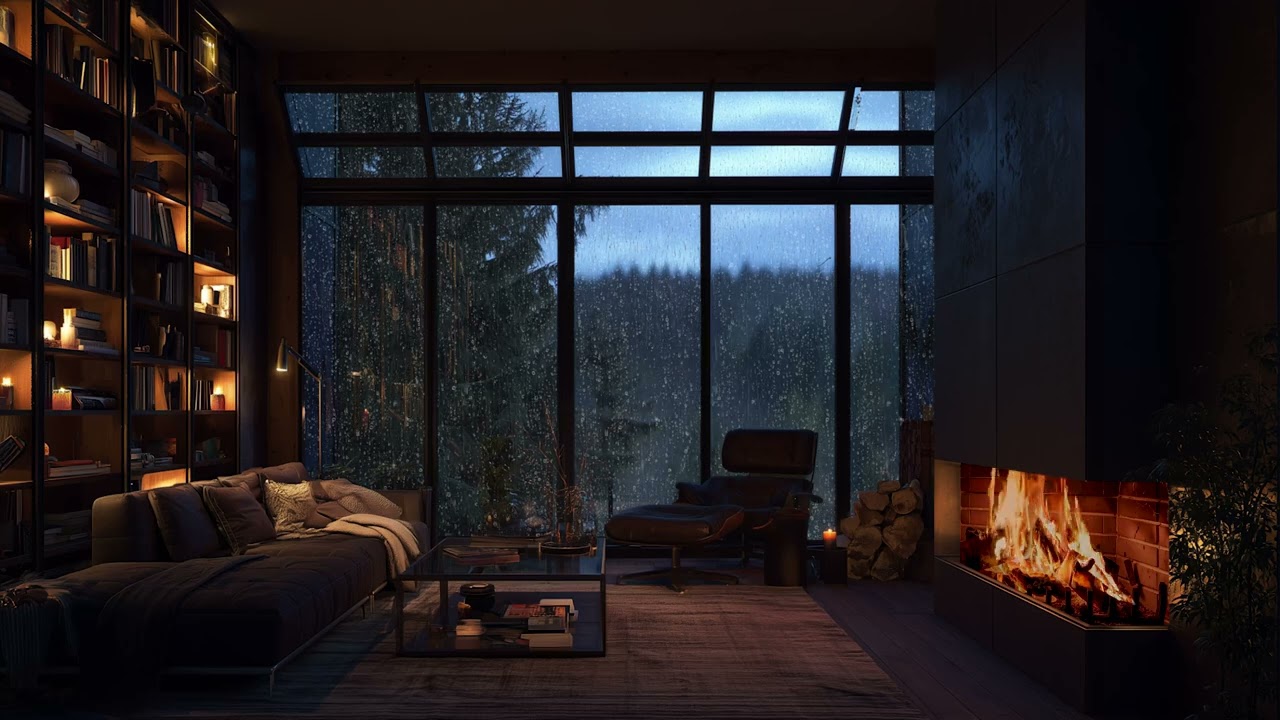 Rainstorm Fireplace Sounds 🌧️🔥 Focus, Study, Relax Naturally