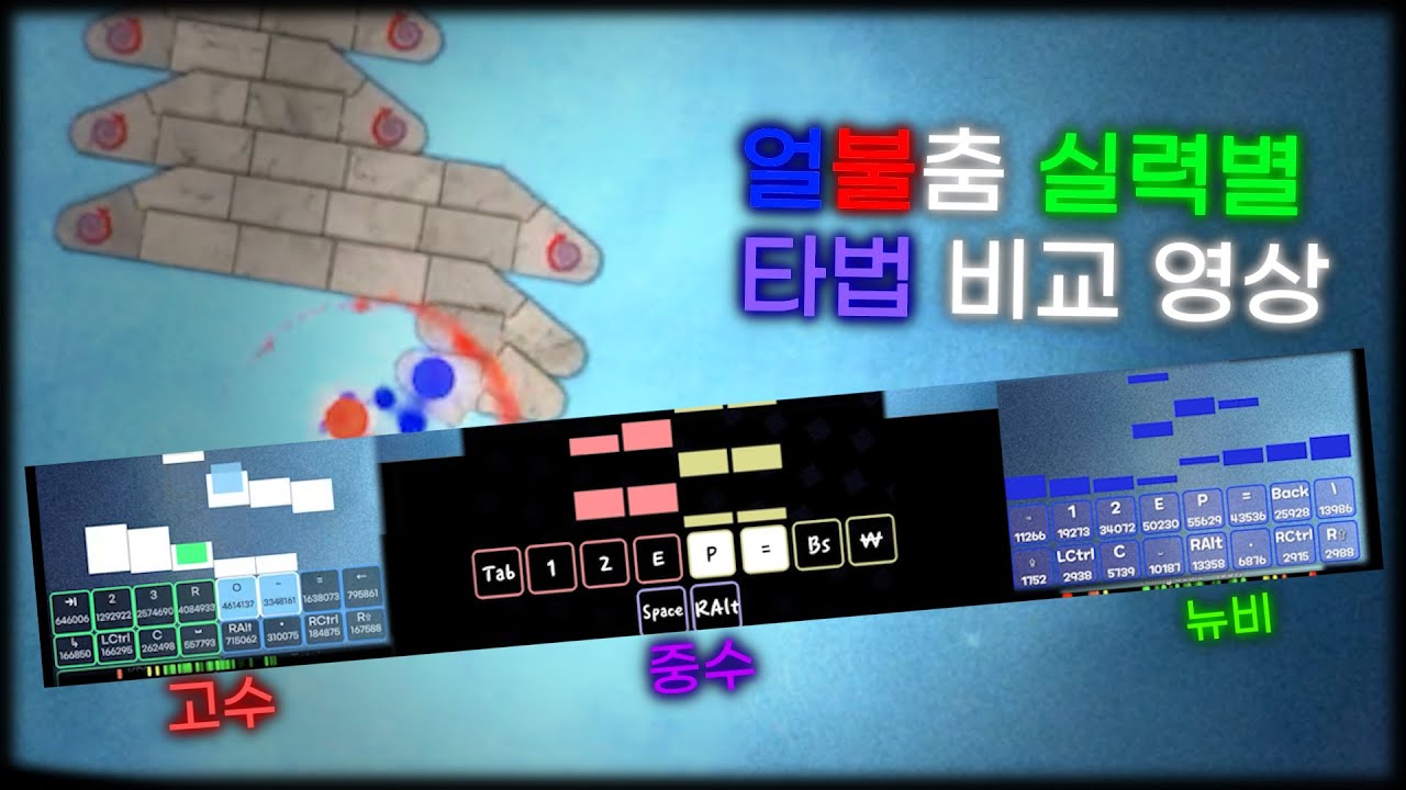 얼불춤 고수/중수/뉴비 타법 비교